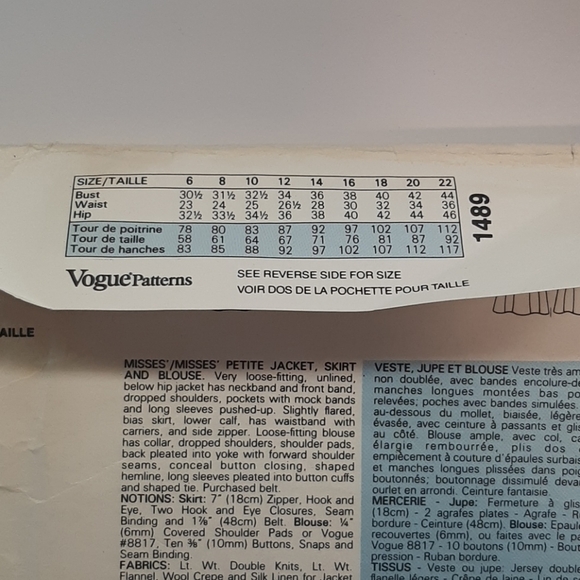 VTG VOGUE JOSEPH PICONE PATTERN  1489 - Picture 11 of 11